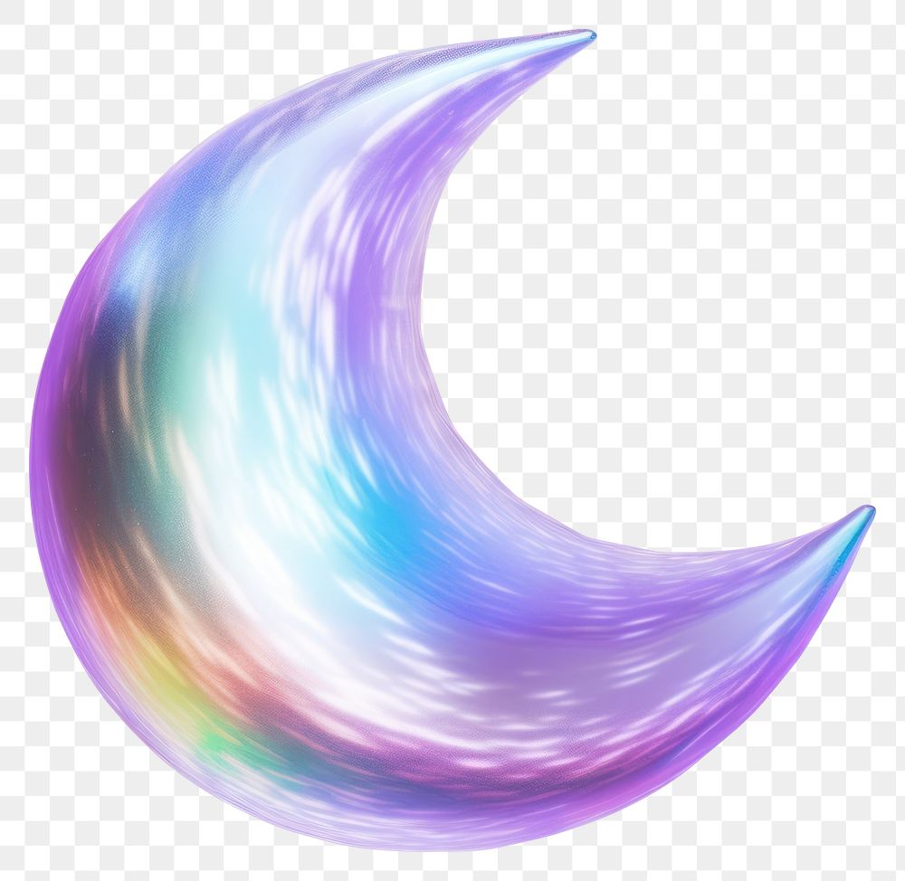 PNG  A holography crescent moon night white background illuminated.