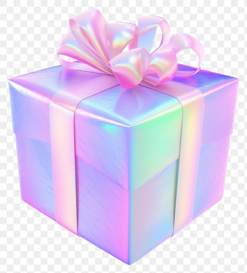 PNG  A holography gift box white background single object celebration.
