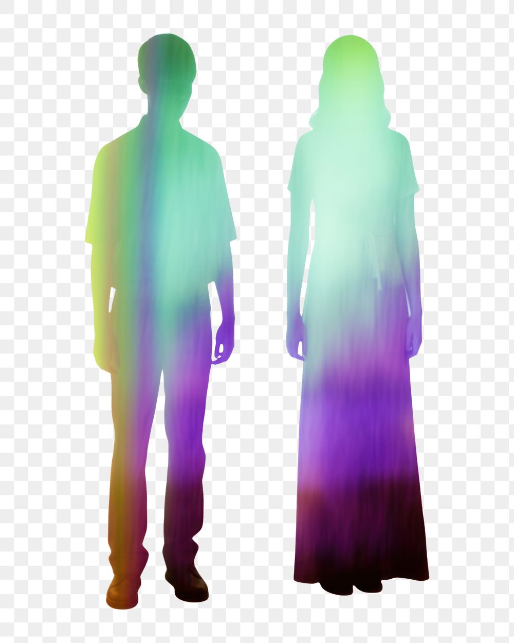 PNG  A holography woman and man standing silhouette purple adult white background.