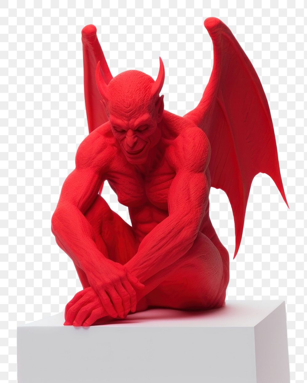 PNG  Devil Lucifer sculpture statue art. AI generated Image by rawpixel.
