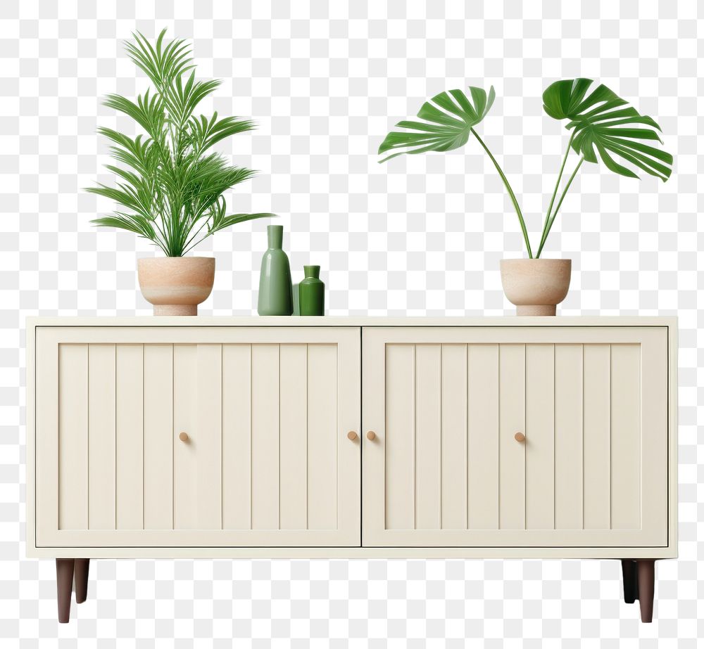 PNG  Houseplants furniture sideboard cabinet houseplant vase decoration