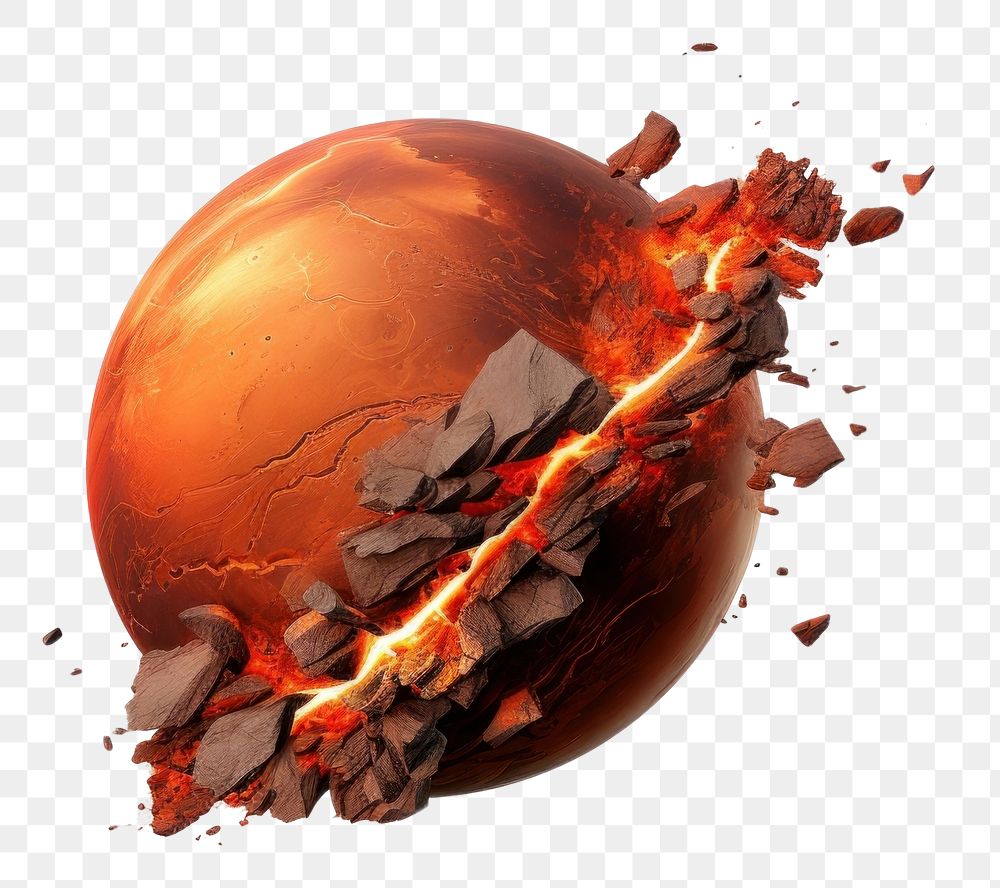 PNG  Picture of Mars hit by a meteorite white background destruction misfortune. AI generated Image by rawpixel.