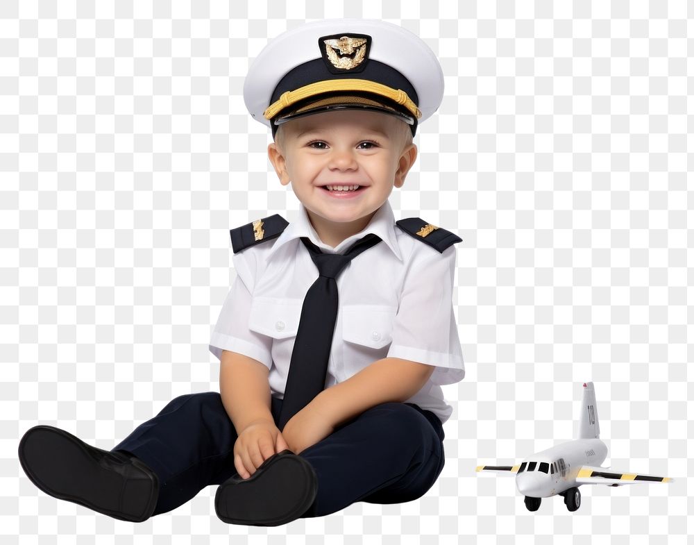 PNG  Pilot child airplane sitting.