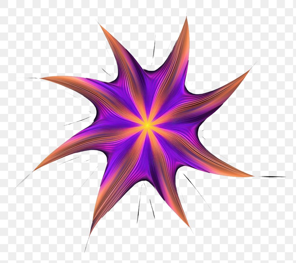 PNG  A star burst shape pattern purple black background.