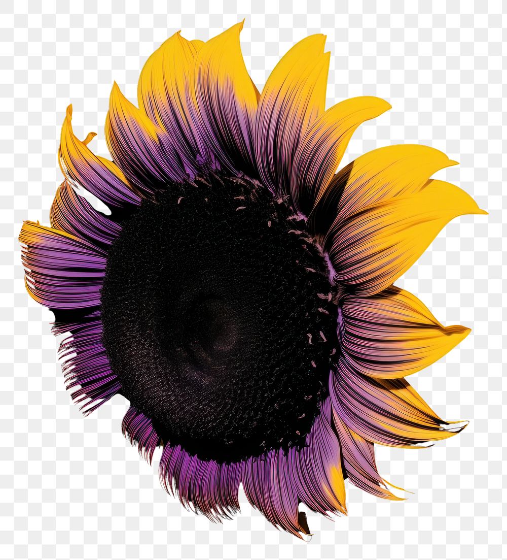 PNG  A sunflower petal plant black.