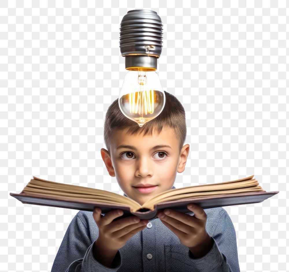 PNG  Light bulb lightbulb child portrait.