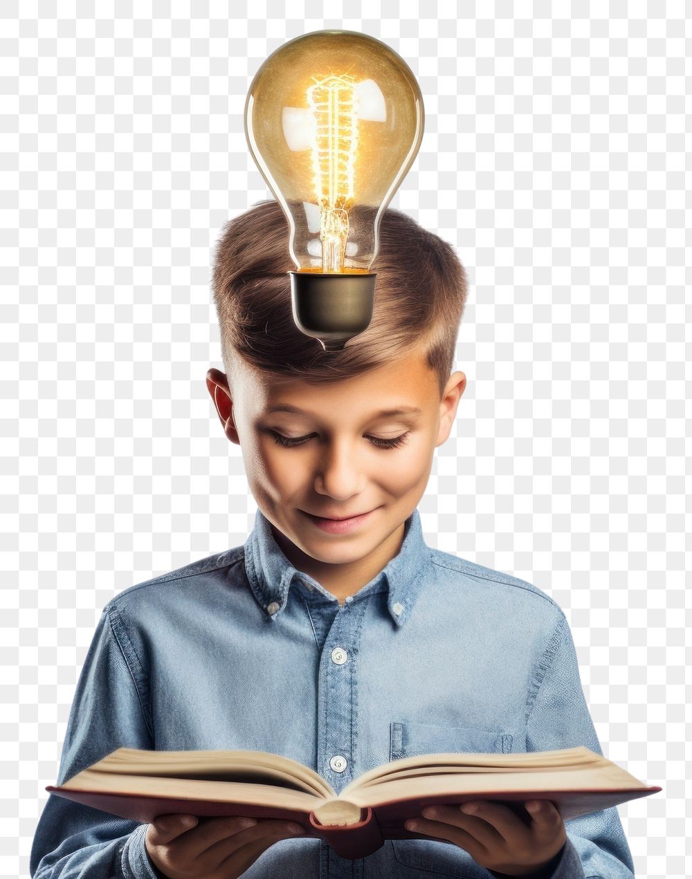 PNG  Light bulb lightbulb child portrait.