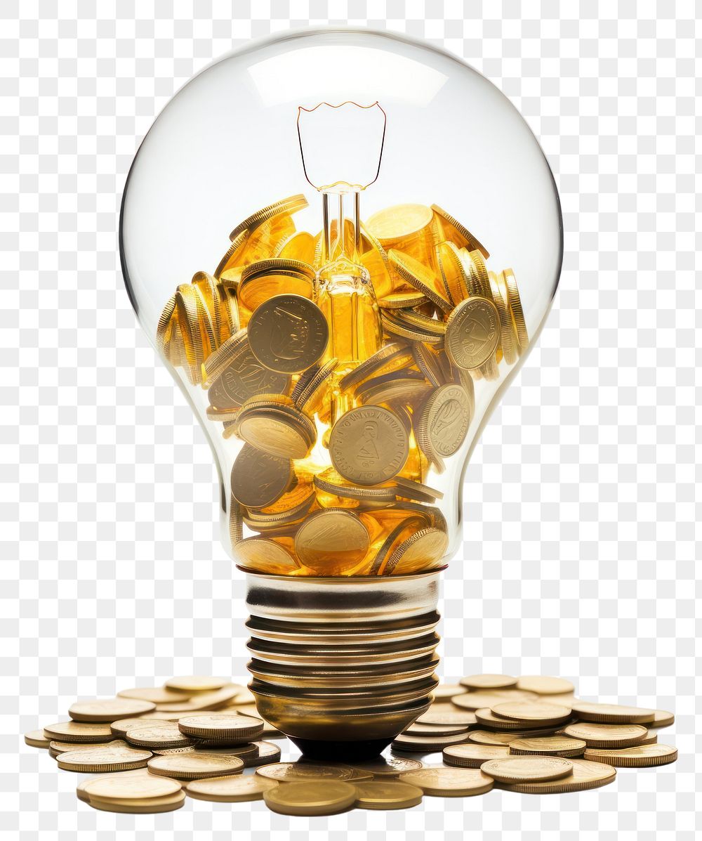 PNG  Light bulb lightbulb gold coin.