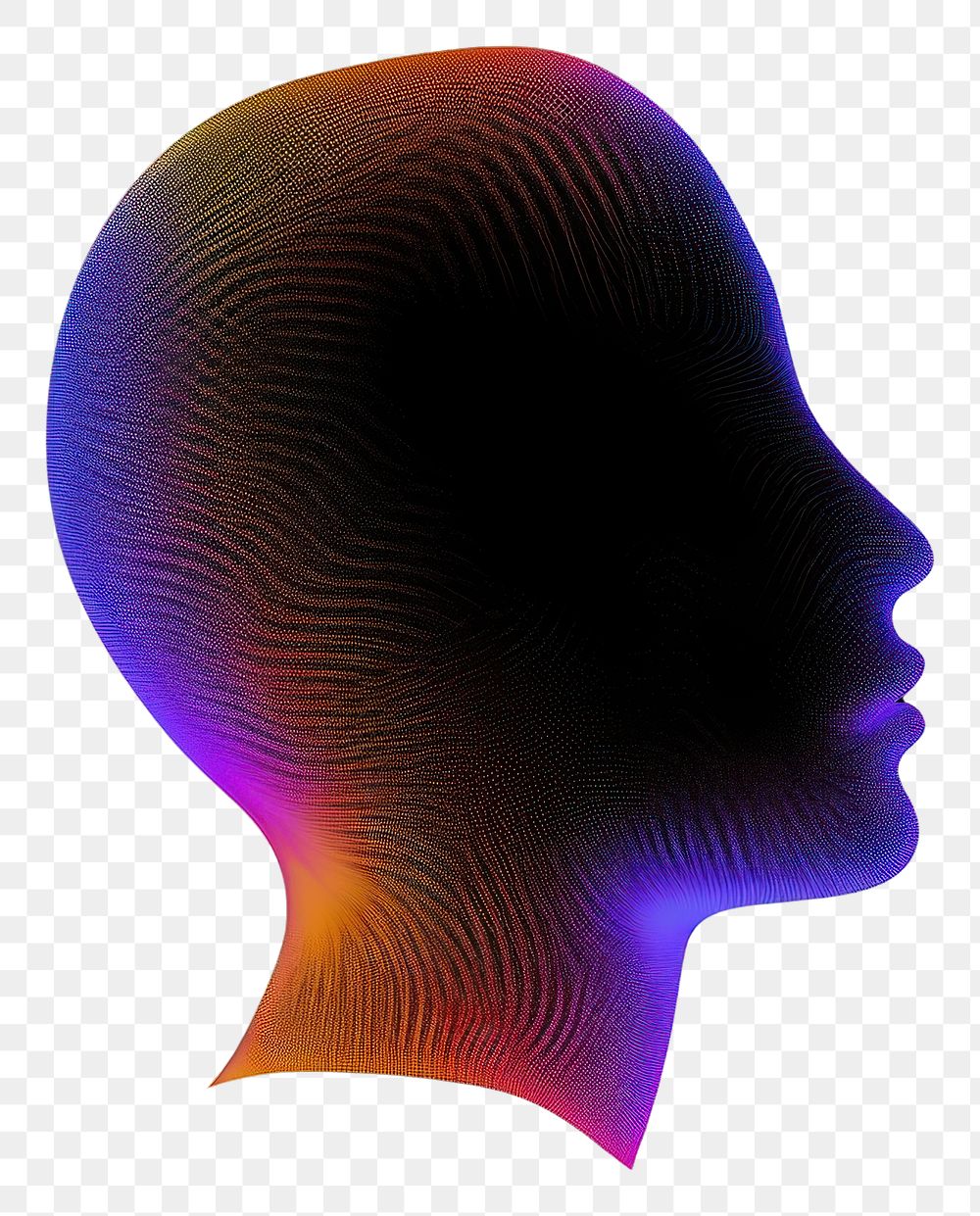 PNG  A woman head silhouette technology purple black background.