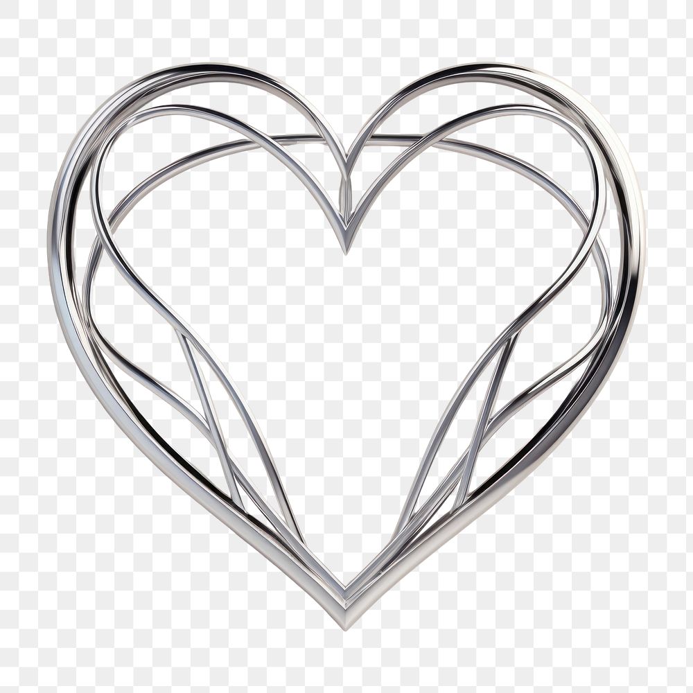 PNG 3D heart shape jewelry silver accessories
