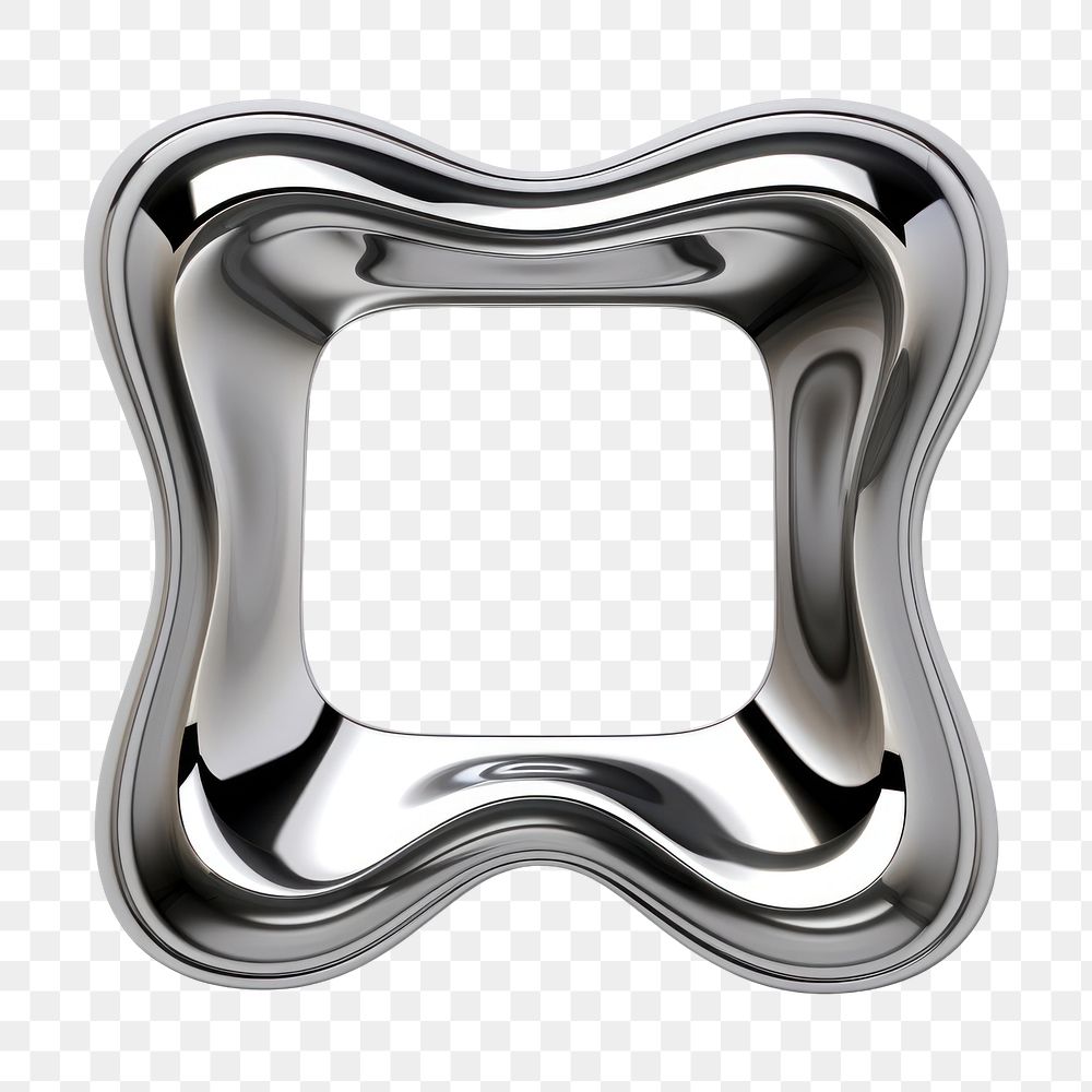 PNG 3D solid-fluid liquid shape buckle silver accessories.