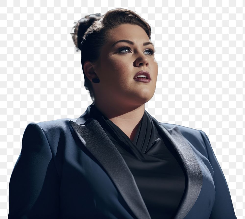 PNG  A plus size woman in formal outfit portrait adult stage. AI generated Image by rawpixel.
