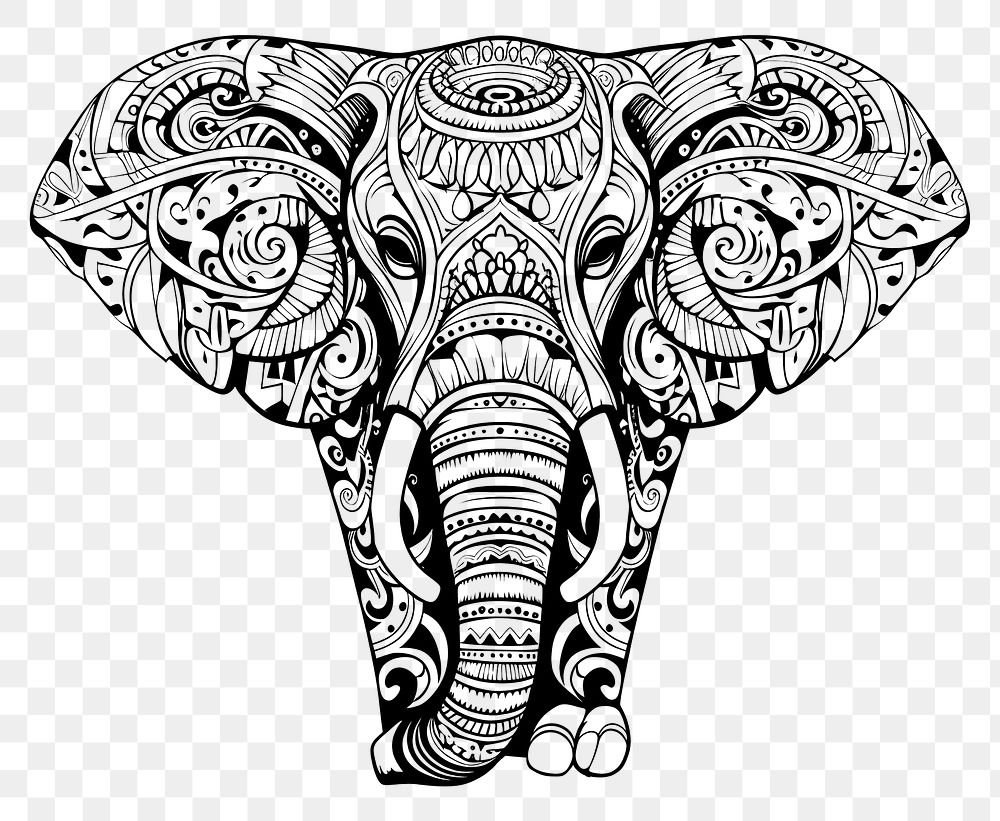 PNG  Elephant drawing pattern sketch. AI generated Image by rawpixel.