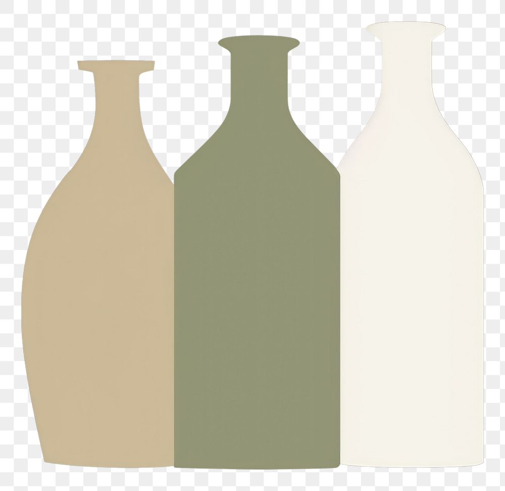 PNG  Illustration of 3 simple vase bottle refreshment container.