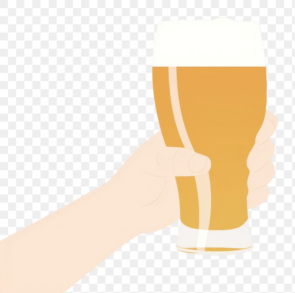 PNG  Illustration of a simple hand holding beer glass drink refreshment champagne.