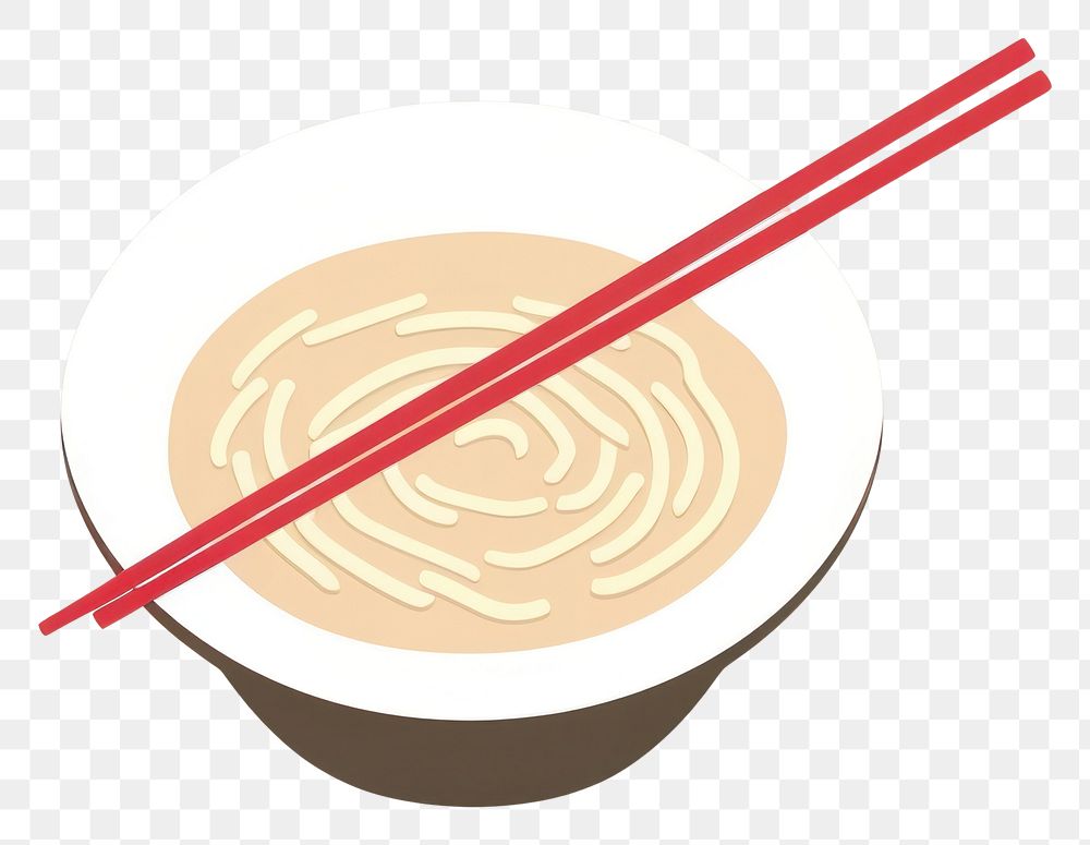 PNG  Illustration of a simple ramen chopsticks bowl dish.