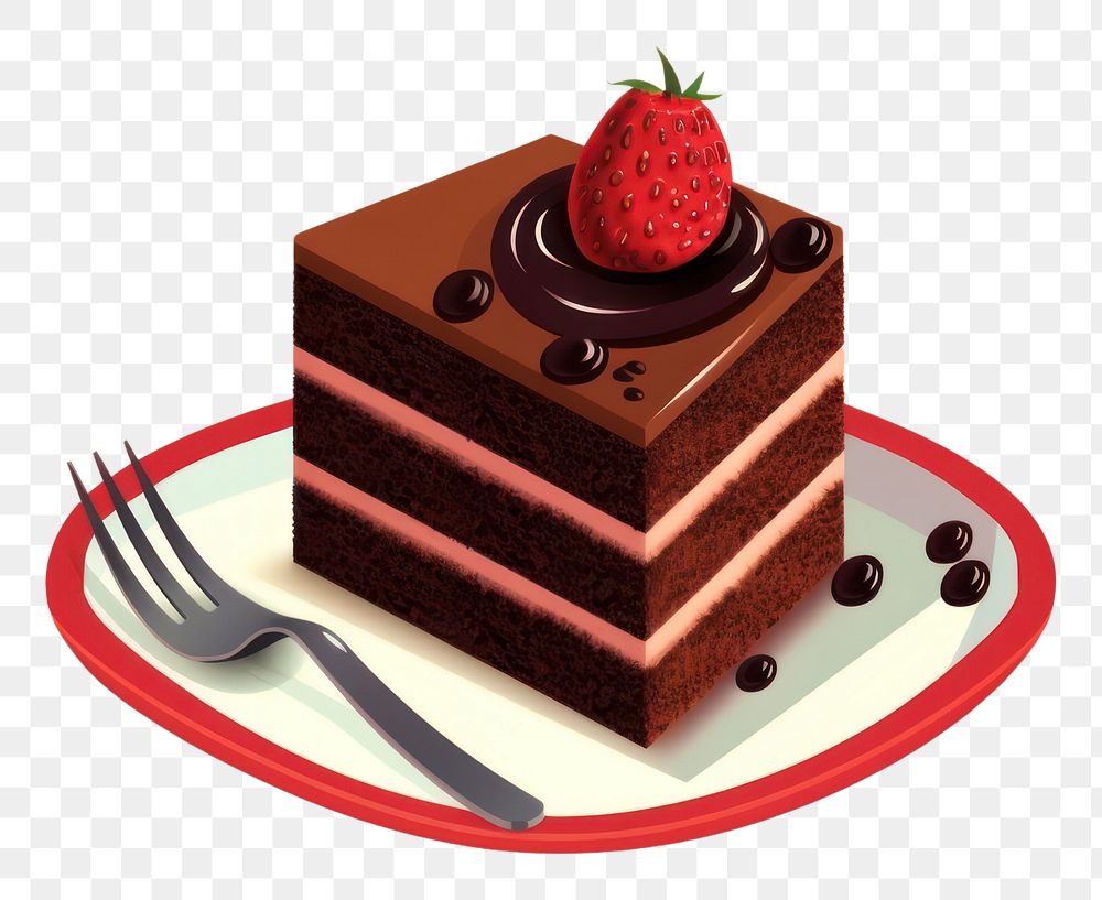 PNG Chocolate cake strawberry chocolate dessert.