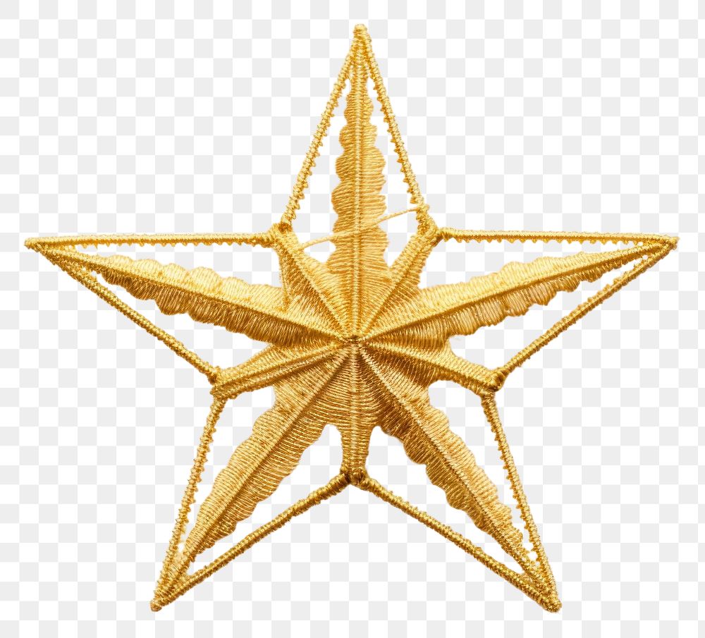PNG Gold star in embroidery style celebration simplicity echinoderm.
