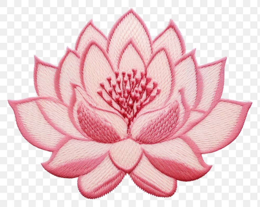 PNG Lotus in embroidery style textile pattern flower.