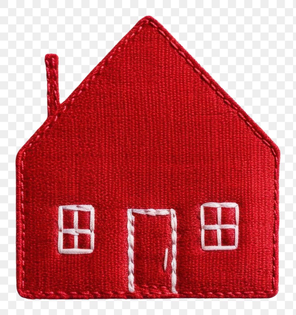 PNG Minimal red house in embroidery style textile pattern architecture.