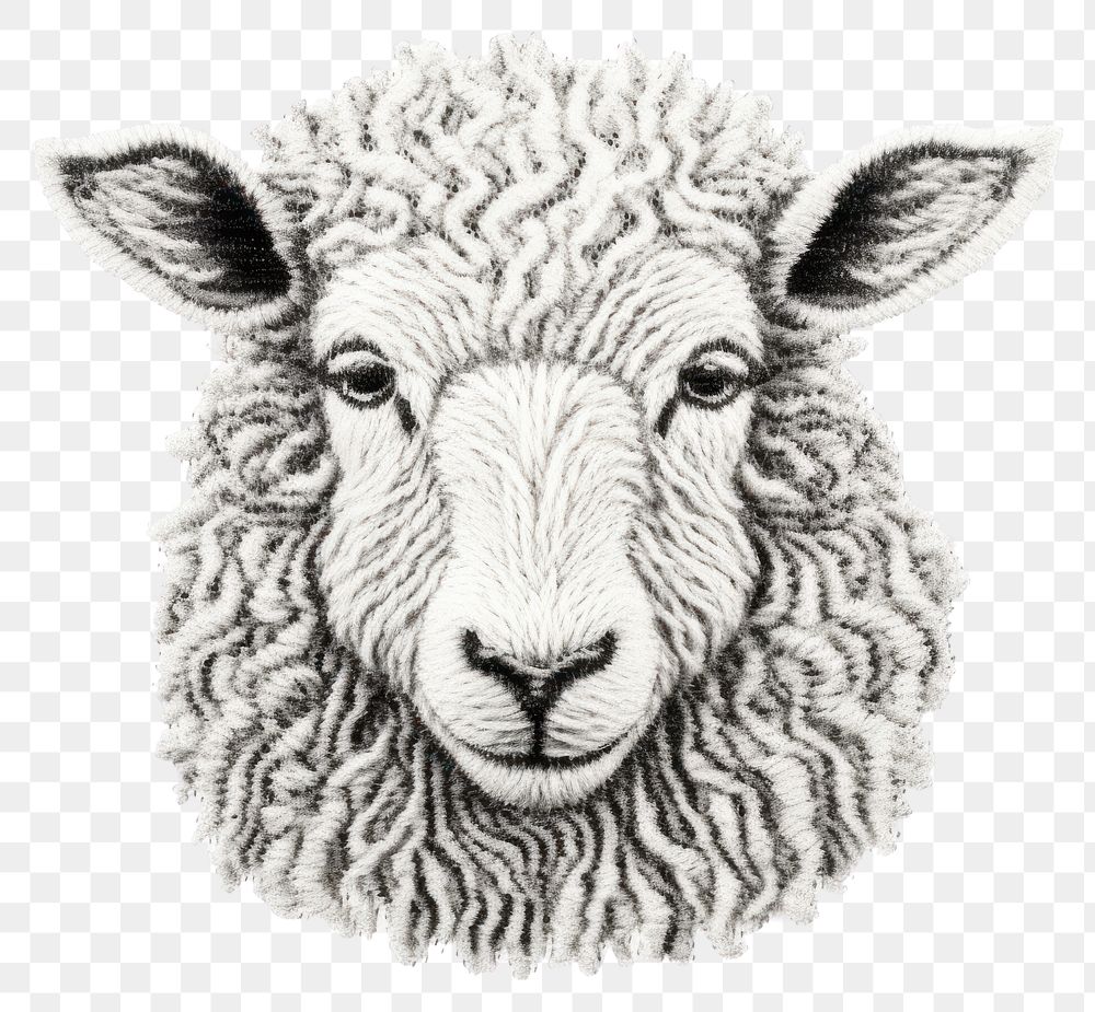 PNG Sheep in embroidery style livestock drawing animal.