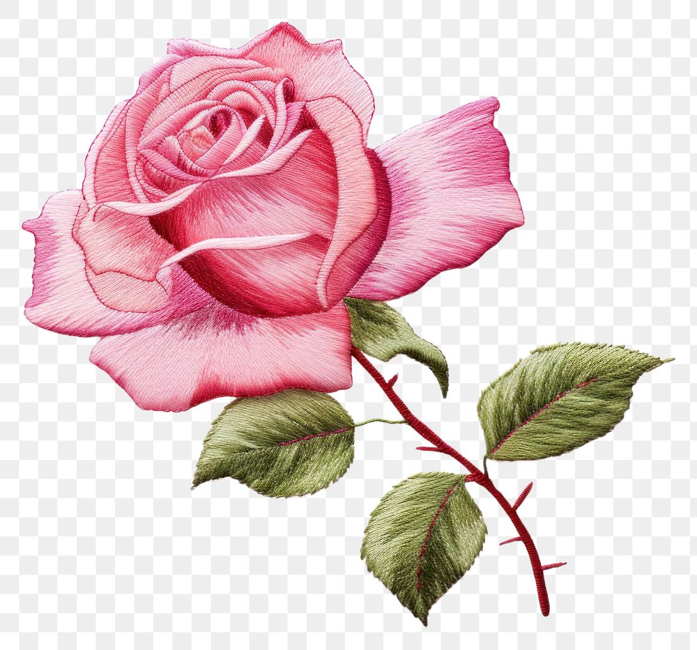 PNG Pink rose in embroidery style pattern flower plant