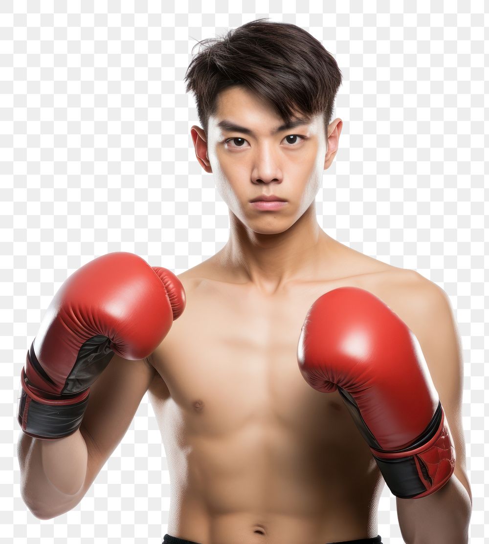 PNG Man asian teenager boxer punching boxing sports.