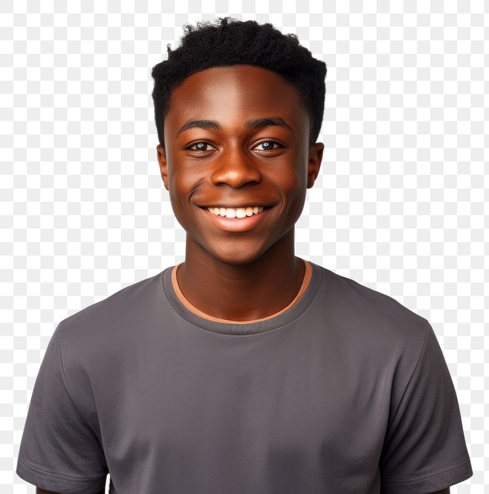 PNG Portrait teenager of a handsome black man smiling portrait t-shirt adult.