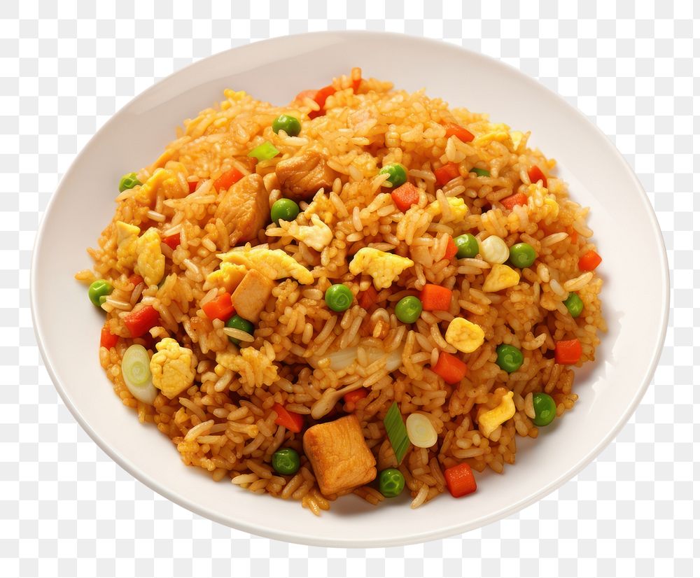 PNG  Thai Fried Rice Illustration rice plate food. AI generated Image by rawpixel.