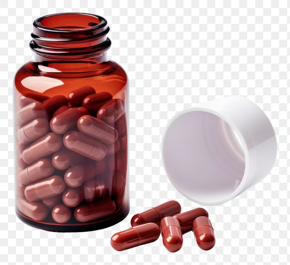 PNG  Capsule medicine bottle pill white background. AI generated Image by rawpixel.