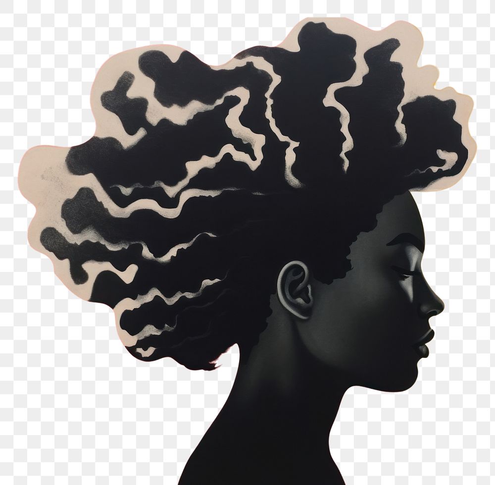 PNG  Black woman art silhouette portrait. AI generated Image by rawpixel.