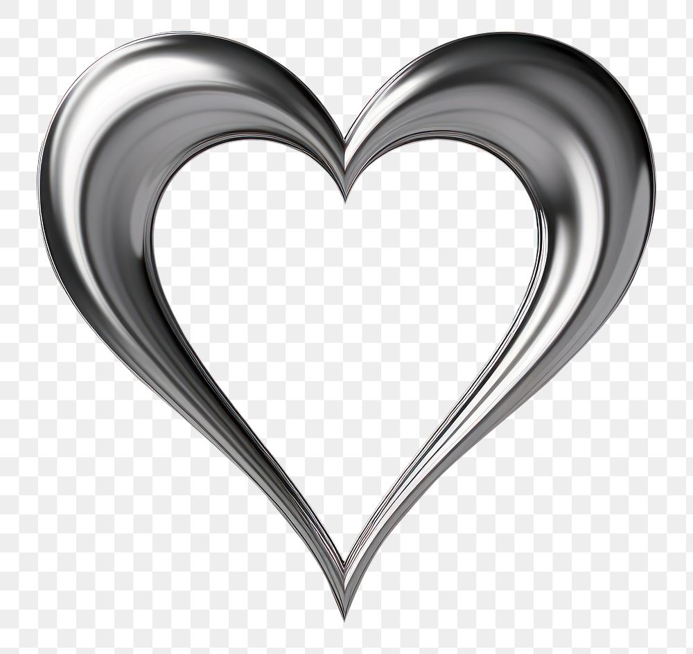 PNG Heart silver shiny monochrome