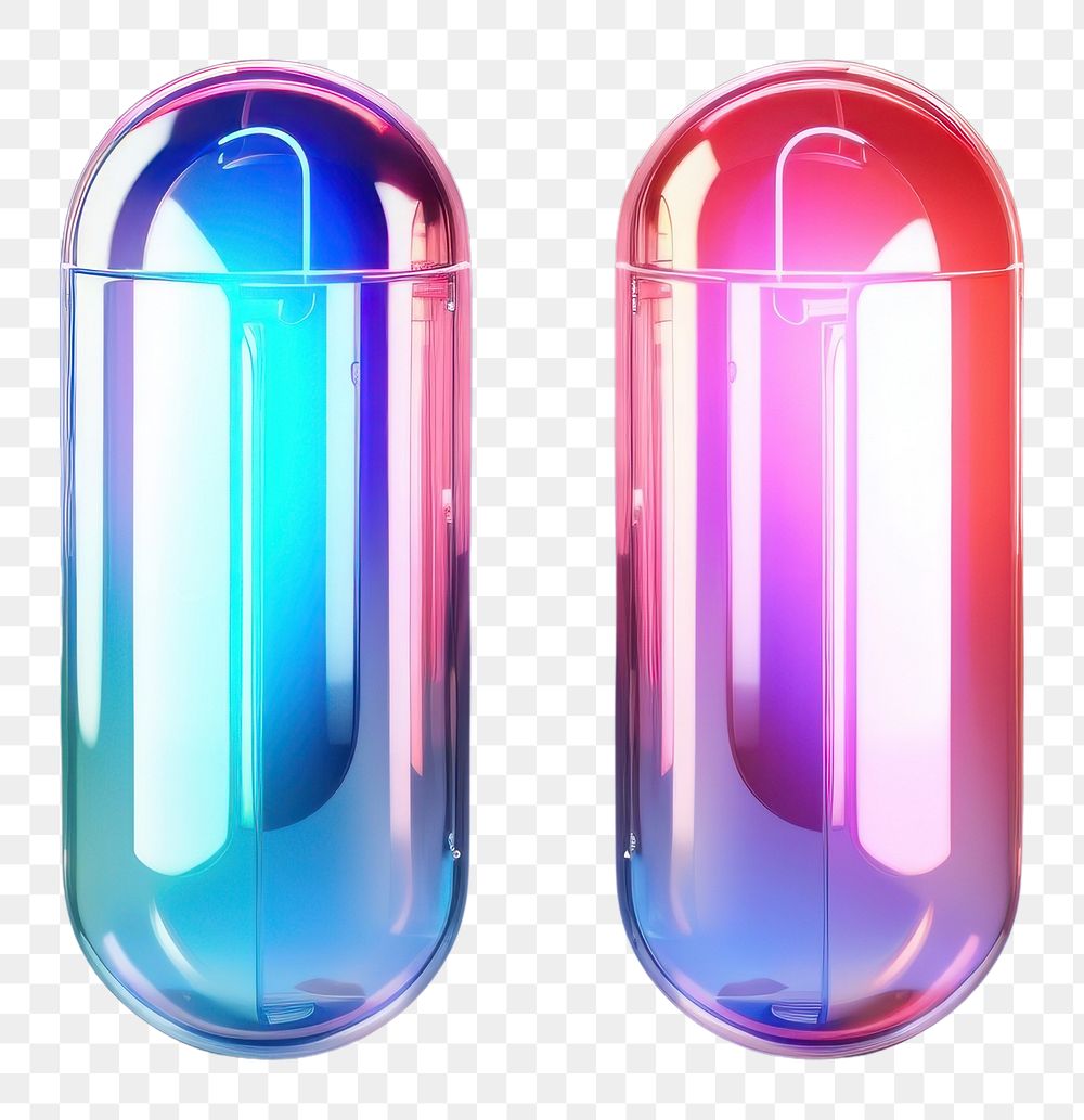 PNG  Two iridescent medicine capsules pill illuminated technology. AI generated Image by rawpixel.