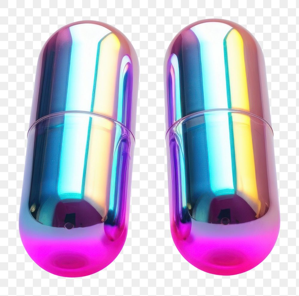 PNG  Two iridescent medicine capsules pill white background medication. AI generated Image by rawpixel.