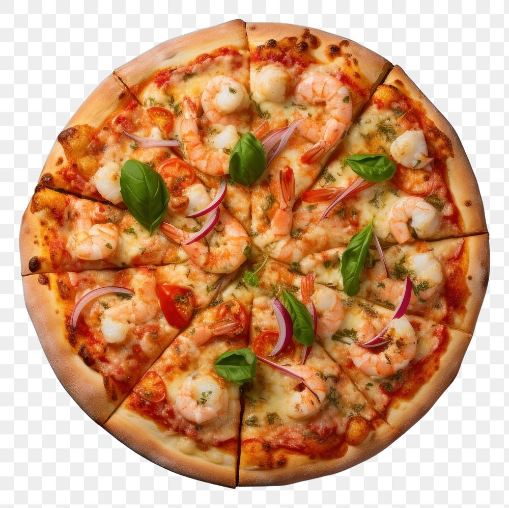 PNG  Seafood pizza mozzarella pepperoni vegetable. AI generated Image by rawpixel.