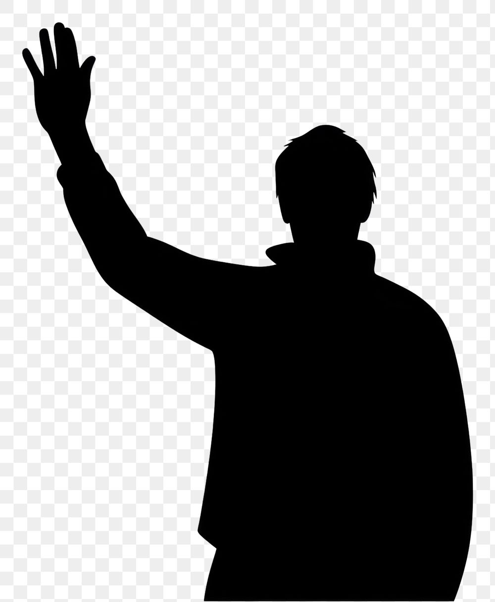 PNG  Clean white background black and white color silhouettes vector person waving. AI generated Image by rawpixel.