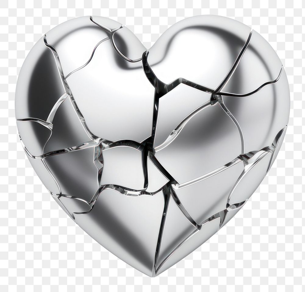 PNG Broken heart in Chrome material jewelry silver shape.