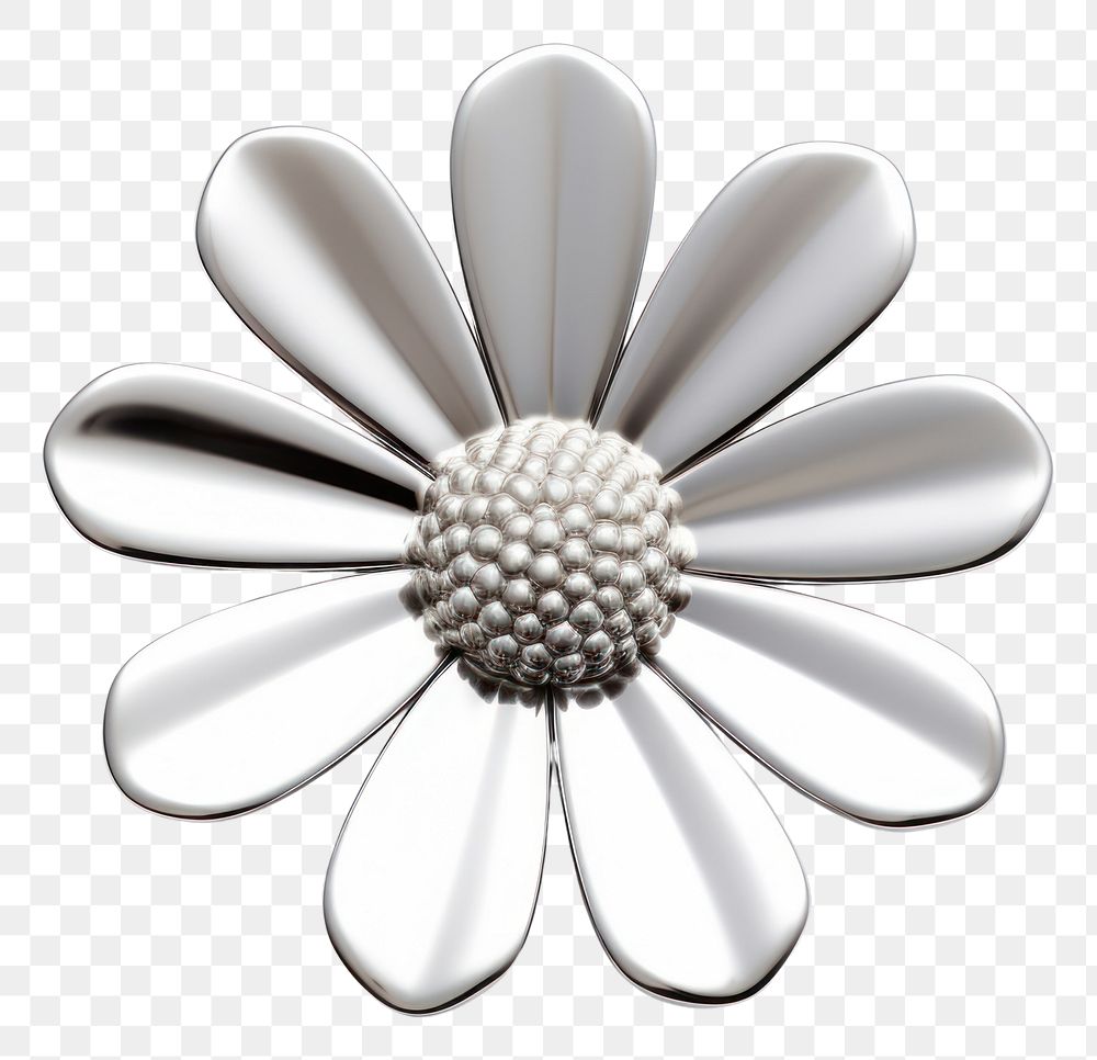 PNG Daisy Chrome material jewelry flower brooch.