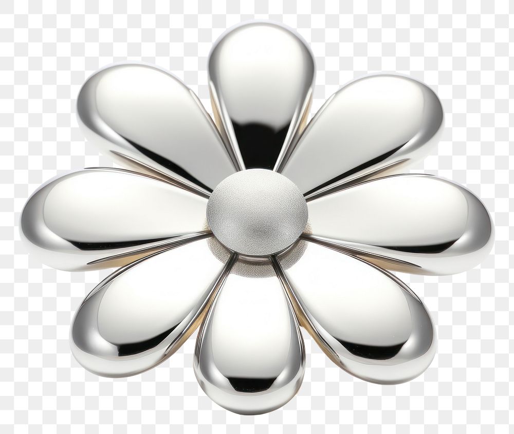 PNG Daisy Chrome material jewelry brooch silver.