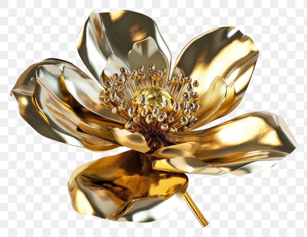 PNG Jewelry flower brooch gold.