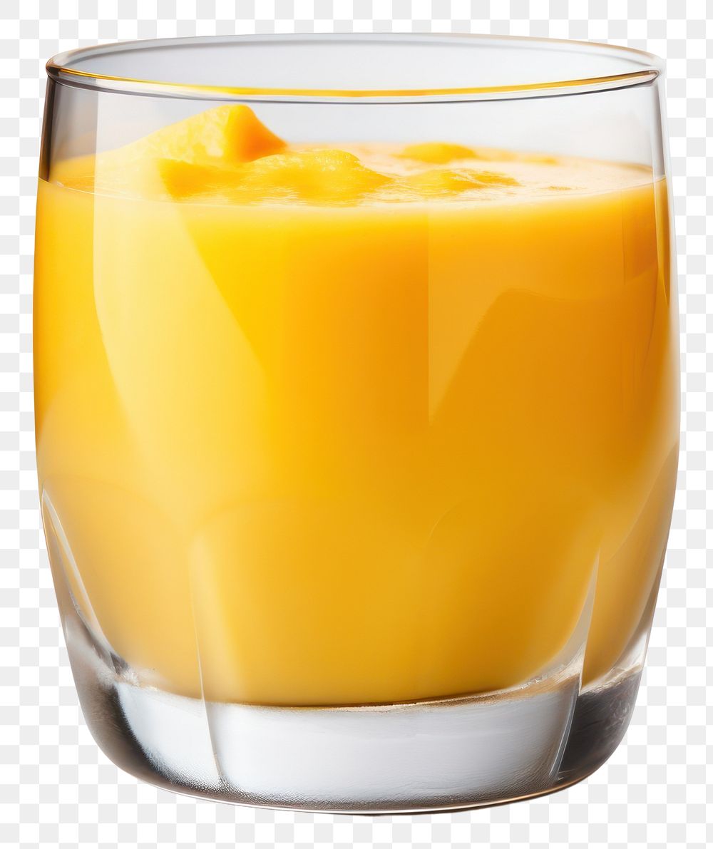 PNG A glass of mango smoothie juice drink white background.