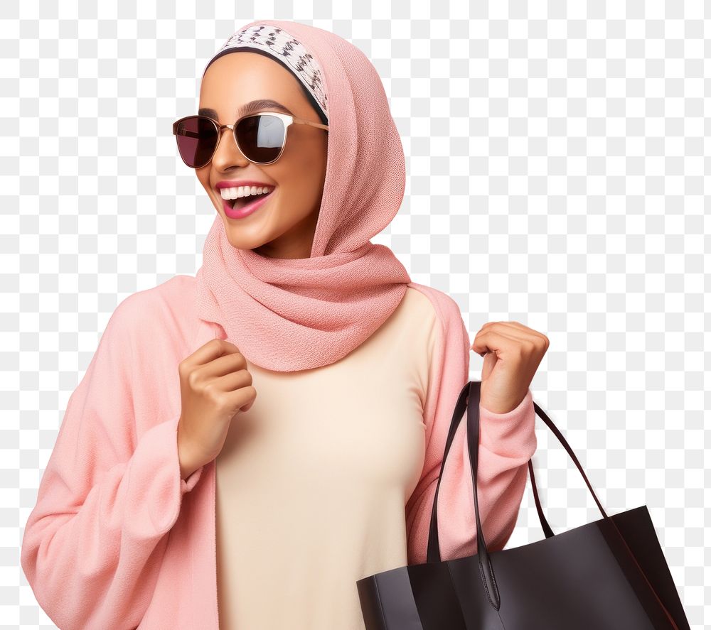 PNG  Handbag hijab scarf photo.