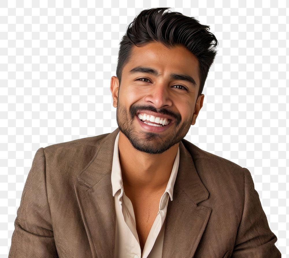 PNG Fashionable indian man laughing adult smile.