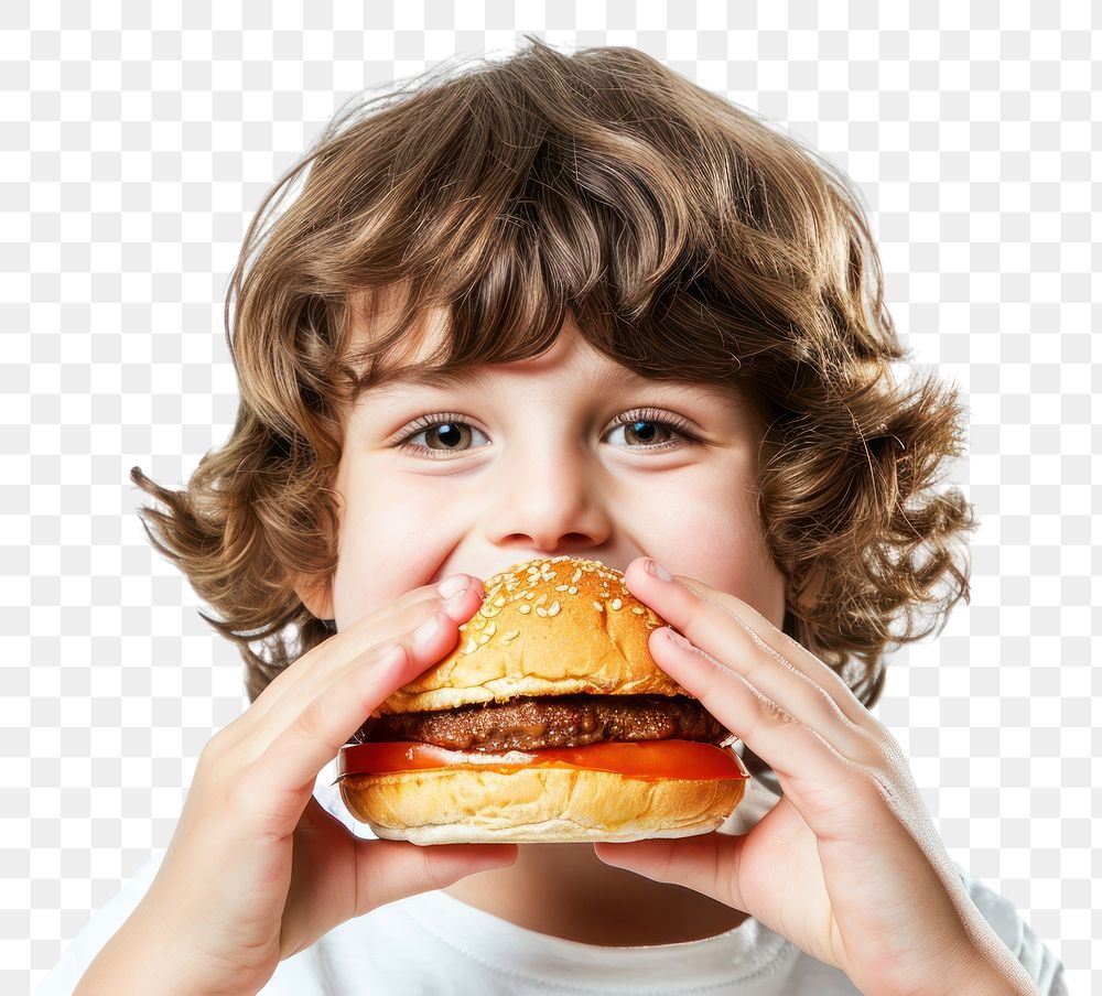 PNG Kid eating burger food hamburger innocence.