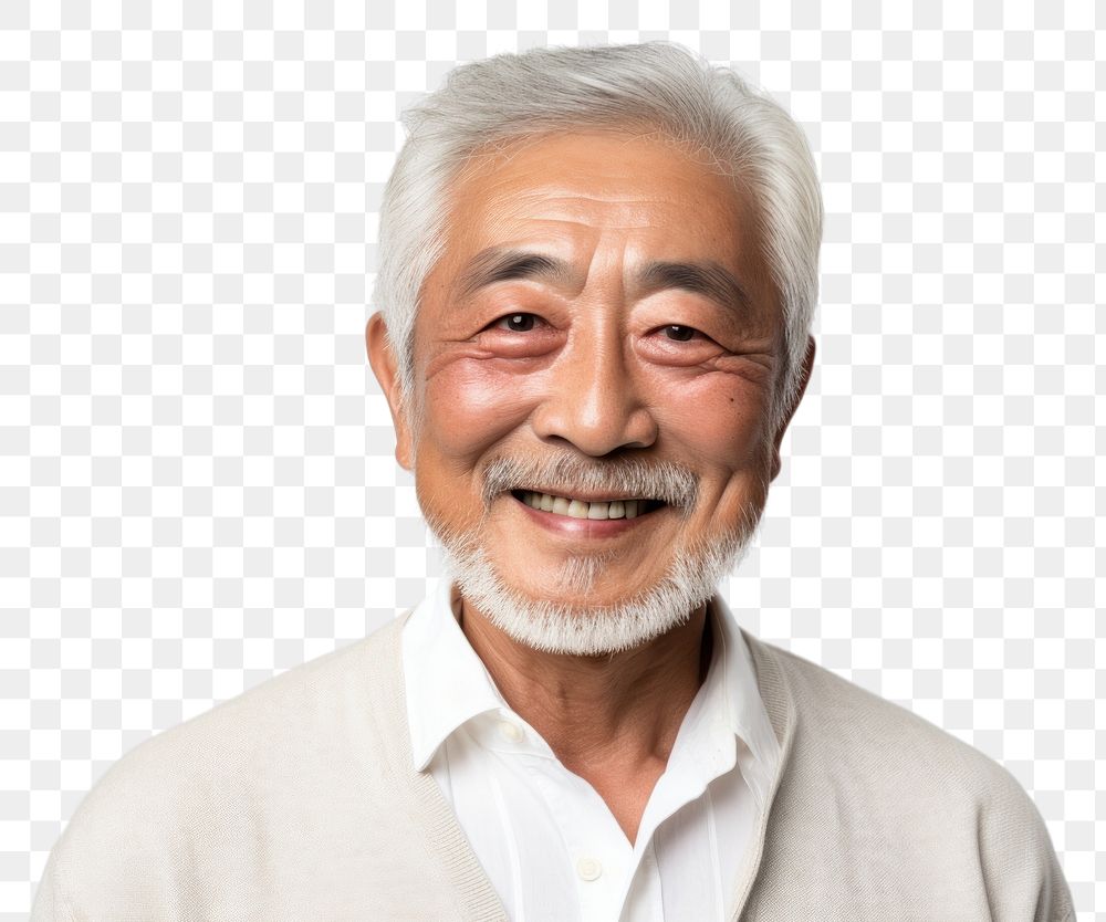 PNG A senior Korean man smiling portrait adult smile.