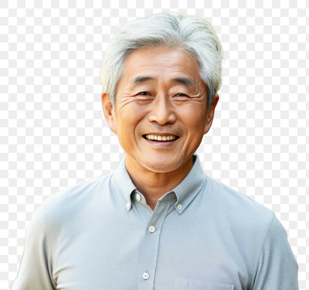PNG A senior Korean man smiling smile retirement happiness.