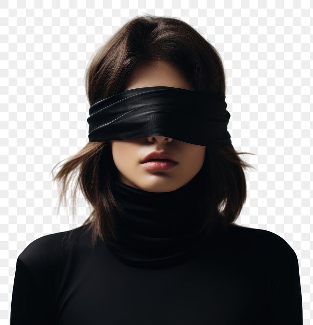 PNG  Woman blindfolded portrait adult black.