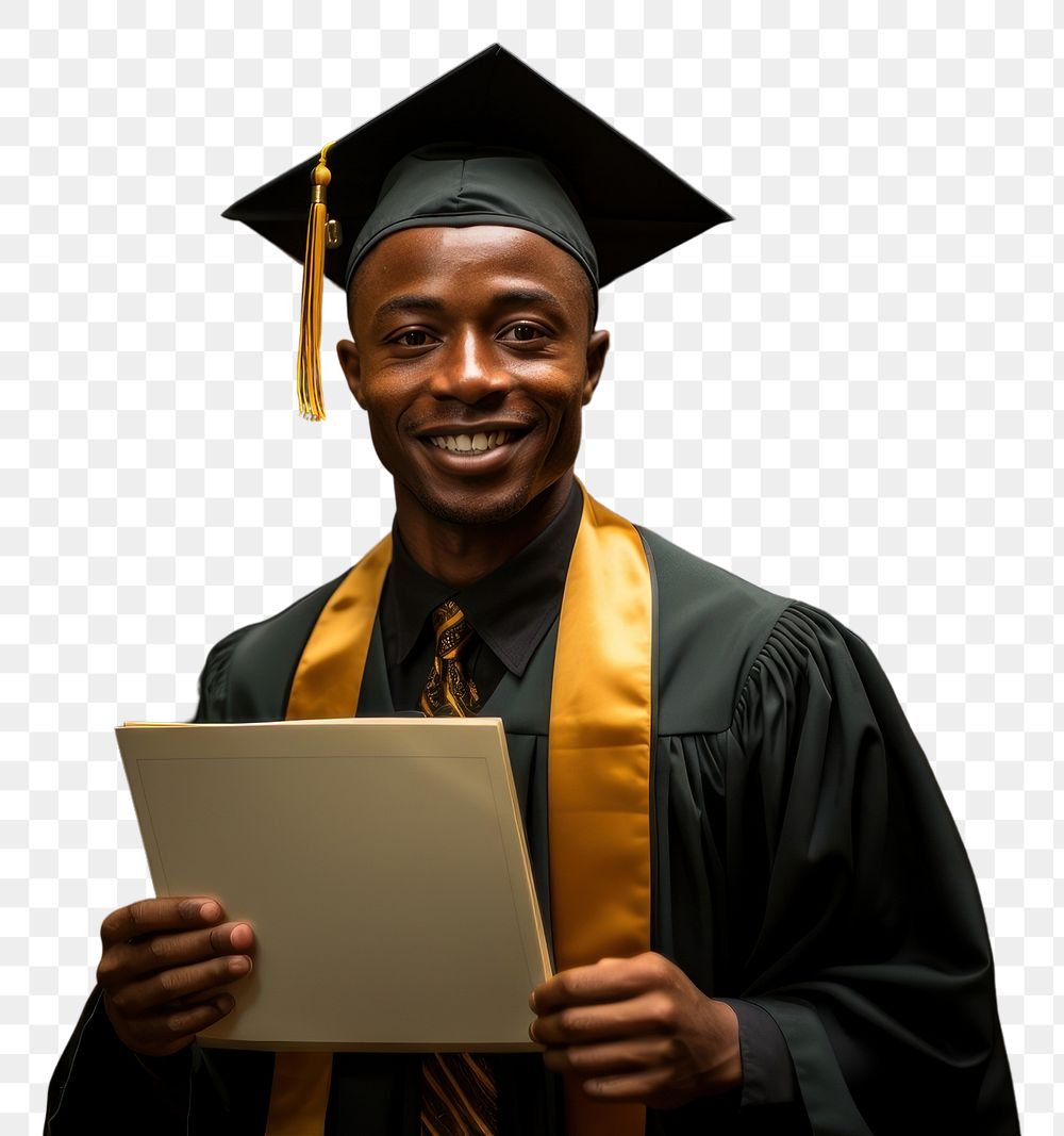 PNG  African diaspora recent college graduate graduation portrait student.