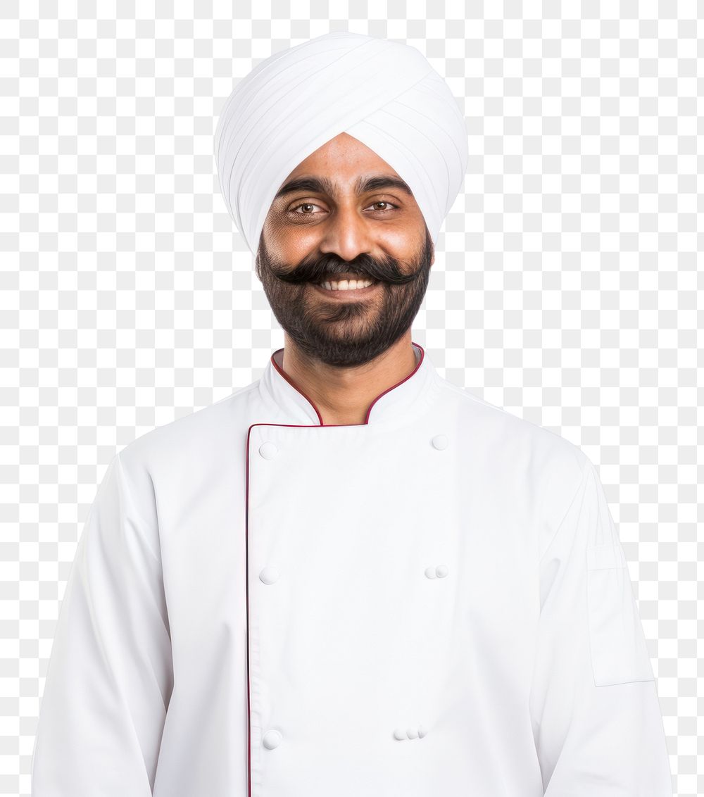 PNG An Indian chef smiling turban adult white background.