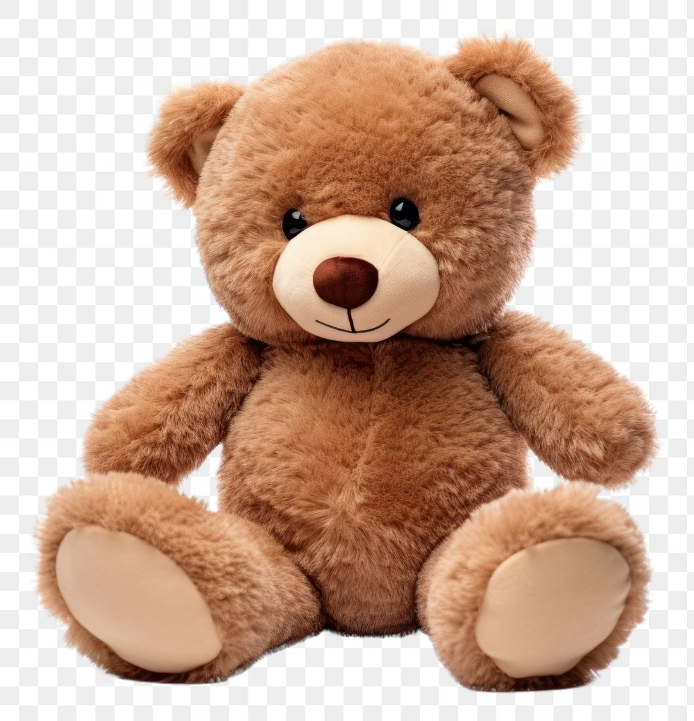 PNG Cute little bear plush brown toy. 